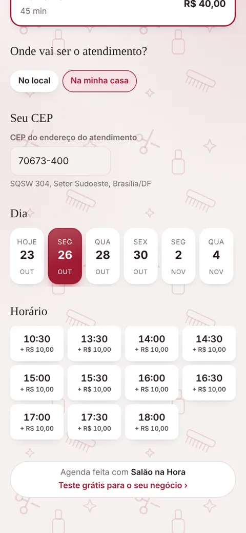 Só aparecem os horários em que dá para chegar