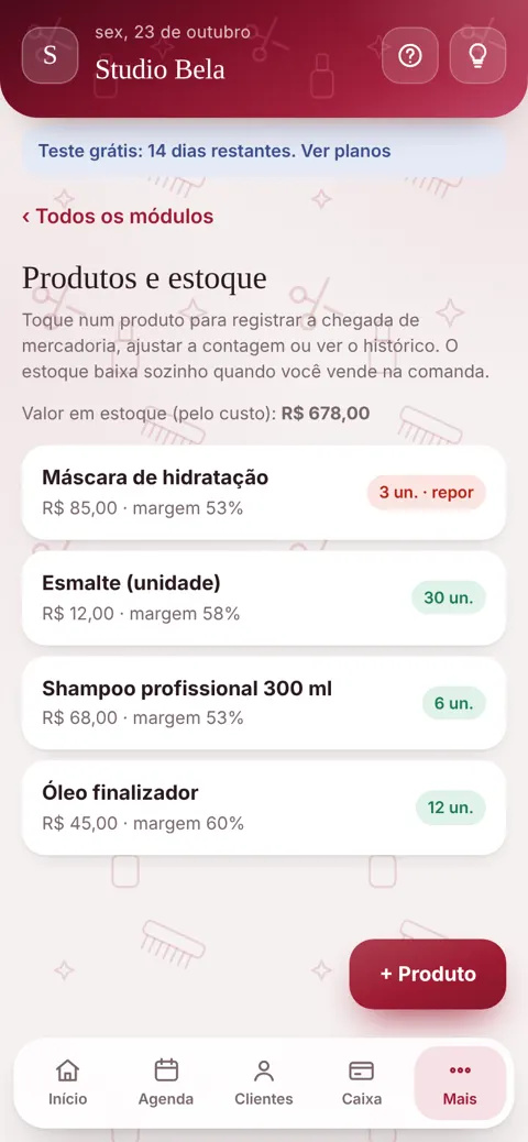 Estoque com baixa automática na venda