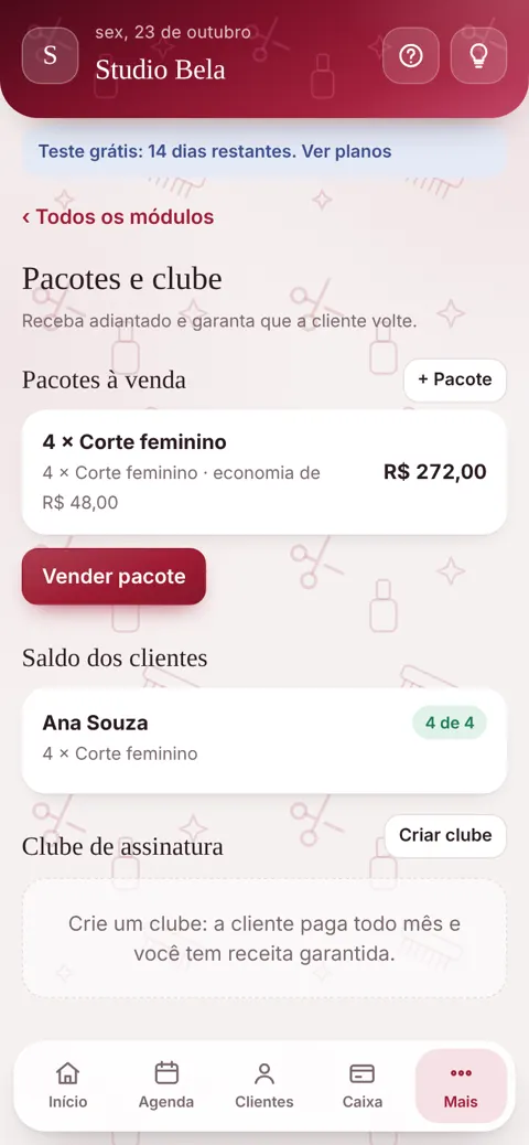 Pacotes e clube de assinatura